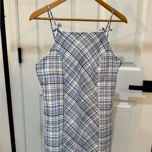 Francesca's Collections Blue and White Checkered Mini Dress